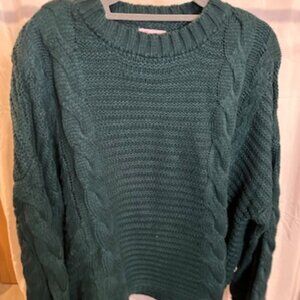 Pink Lily Green Cable Knit Chunky Sweater Women’s Size L